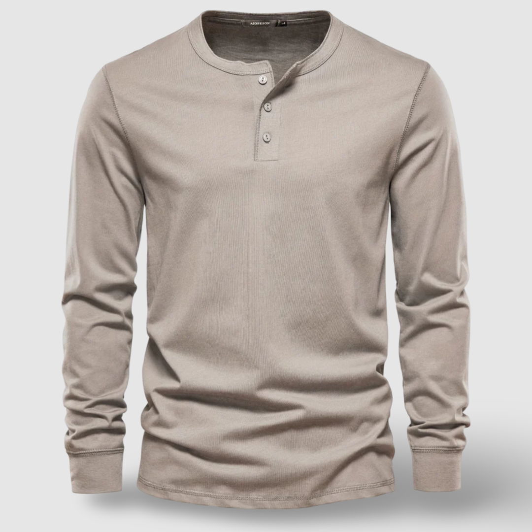 Aureo Madrid™ | Elegante Henley de algodón con manga larga