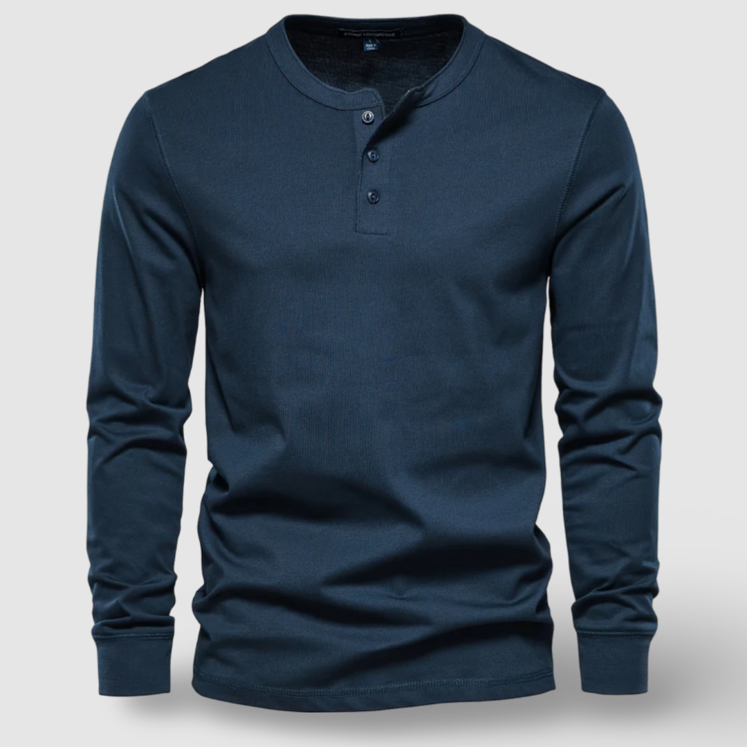 Aureo Madrid™ | Elegante Henley de algodón con manga larga