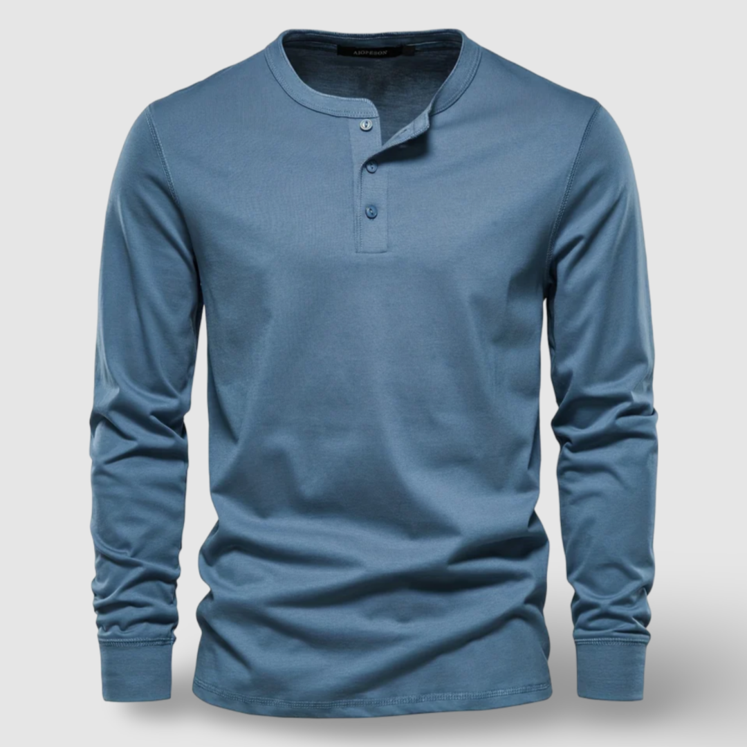 Aureo Madrid™ | Elegante Henley de algodón con manga larga