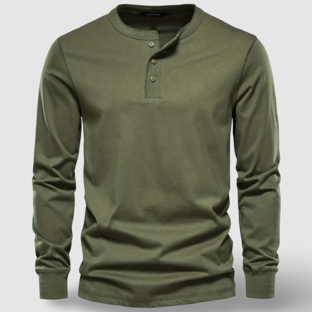 Aureo Madrid™ | Elegante Henley de algodón con manga larga